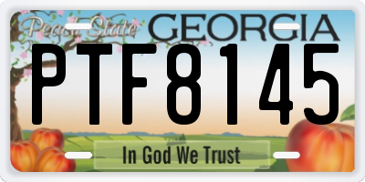 GA license plate PTF8145