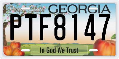 GA license plate PTF8147
