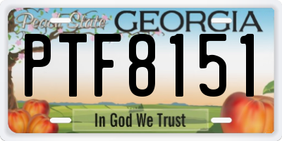 GA license plate PTF8151