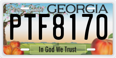 GA license plate PTF8170