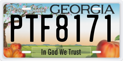 GA license plate PTF8171