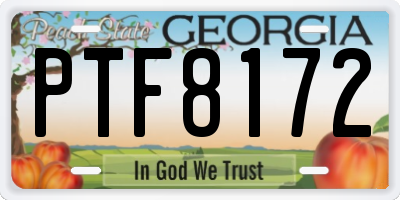 GA license plate PTF8172