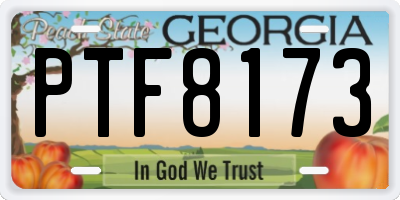 GA license plate PTF8173