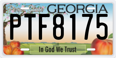 GA license plate PTF8175