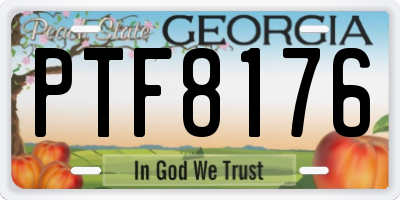 GA license plate PTF8176