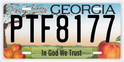 GA license plate PTF8177