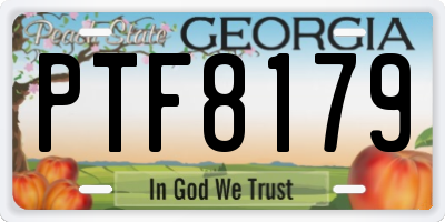 GA license plate PTF8179