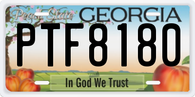 GA license plate PTF8180
