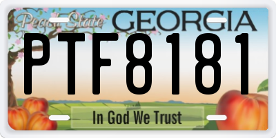 GA license plate PTF8181
