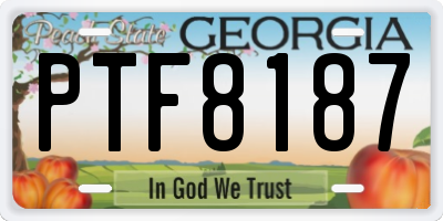 GA license plate PTF8187