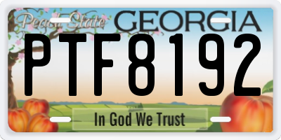 GA license plate PTF8192