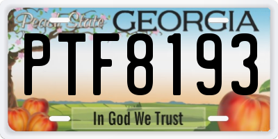 GA license plate PTF8193