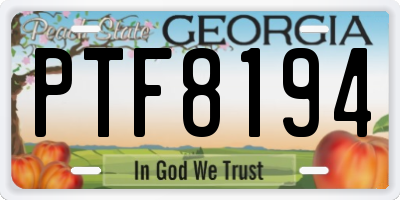 GA license plate PTF8194