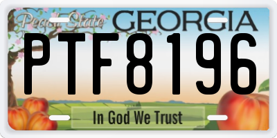 GA license plate PTF8196