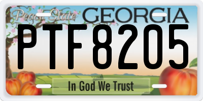 GA license plate PTF8205