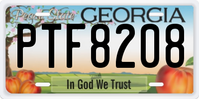 GA license plate PTF8208