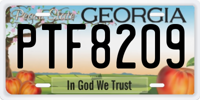 GA license plate PTF8209