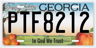 GA license plate PTF8212