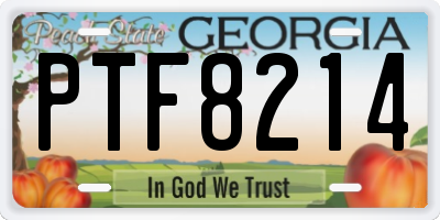 GA license plate PTF8214