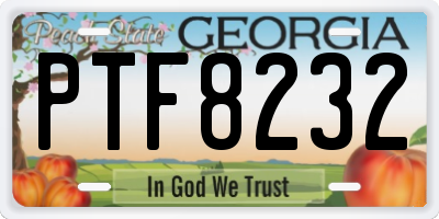 GA license plate PTF8232