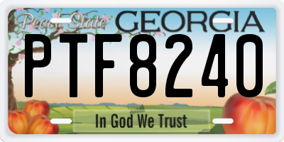GA license plate PTF8240