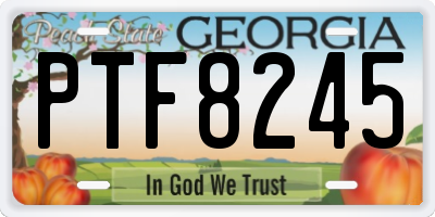 GA license plate PTF8245