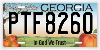 GA license plate PTF8260