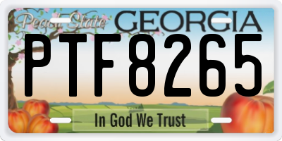 GA license plate PTF8265