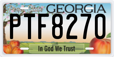 GA license plate PTF8270