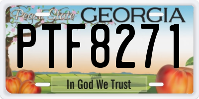 GA license plate PTF8271