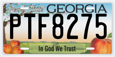 GA license plate PTF8275