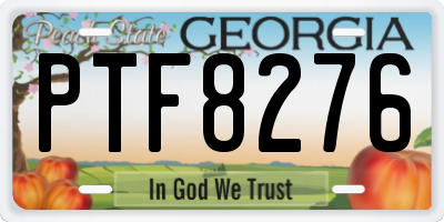 GA license plate PTF8276