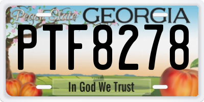 GA license plate PTF8278
