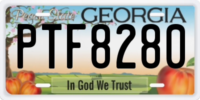 GA license plate PTF8280