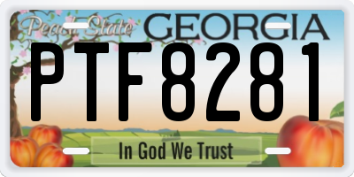 GA license plate PTF8281