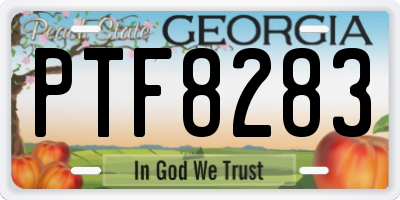 GA license plate PTF8283