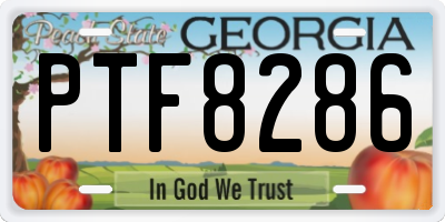 GA license plate PTF8286