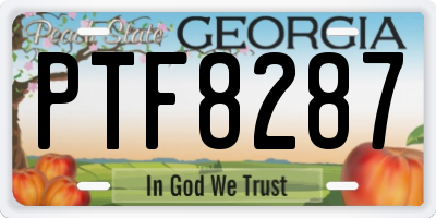 GA license plate PTF8287