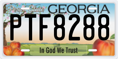 GA license plate PTF8288