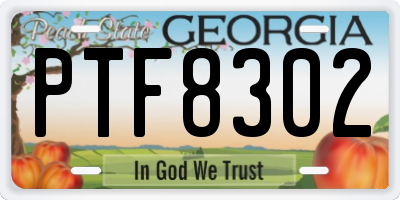 GA license plate PTF8302