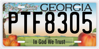 GA license plate PTF8305