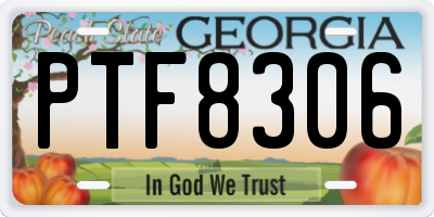 GA license plate PTF8306