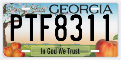 GA license plate PTF8311