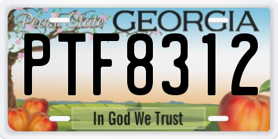 GA license plate PTF8312