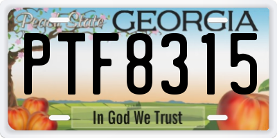 GA license plate PTF8315