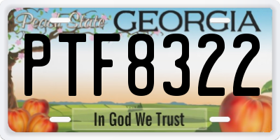 GA license plate PTF8322