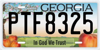 GA license plate PTF8325