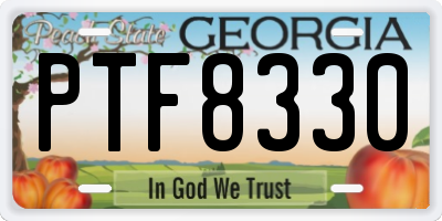 GA license plate PTF8330