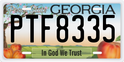 GA license plate PTF8335