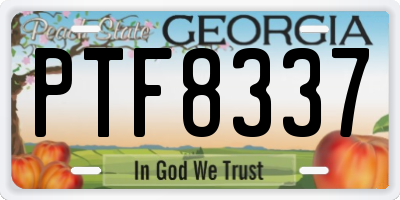 GA license plate PTF8337